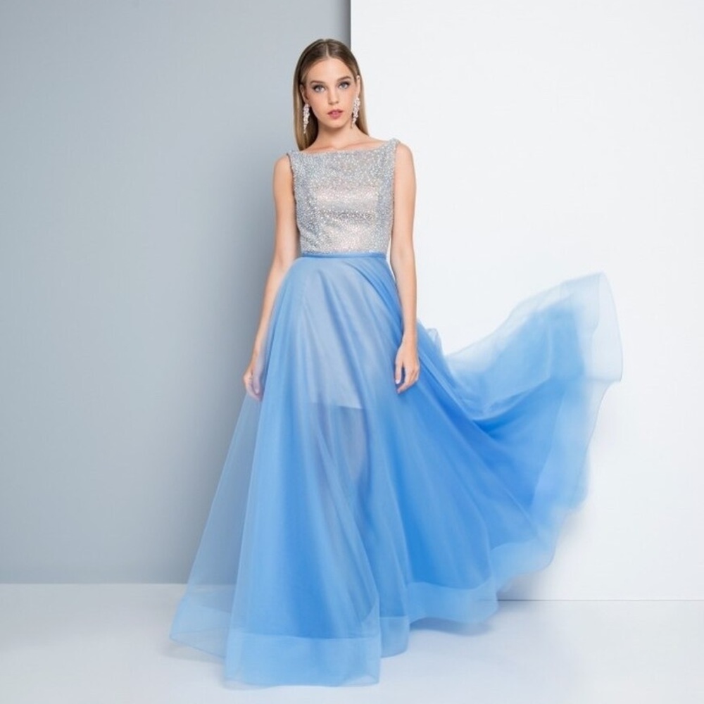 NWT Terani French Blue Gown